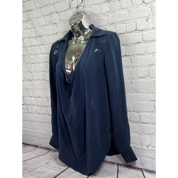HAUTE‎ HIPPIE NAVY BLUE SILK COWL NECK TOP BLOUSE SIZE sz S - Picture 4 of 8